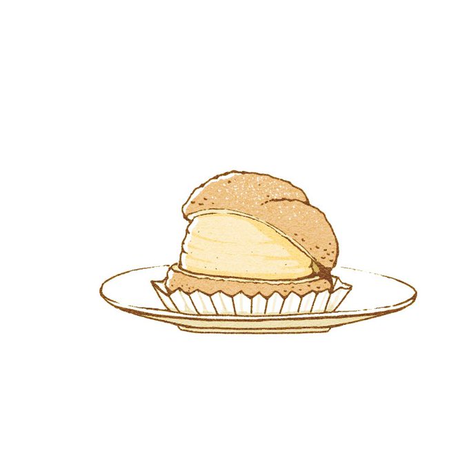 #イラスト #illustration
 クリームたっぷりシュークリーム。 