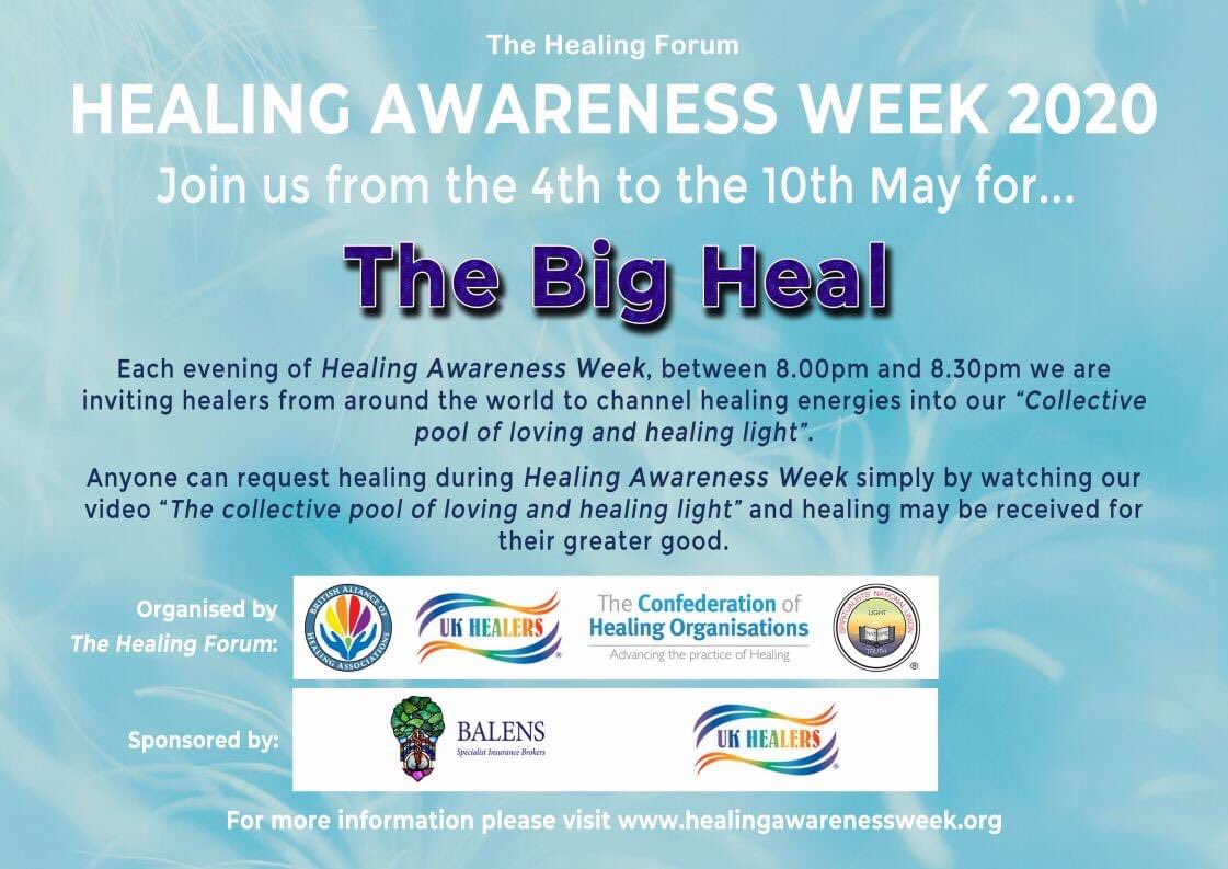 SpiritualistSNU's tweet photo. Every day at 8pm (UK) you can experience #TheBigHeal to give and receive healing - social distance cannot stand in the way of the spiritual connection that the healing power brings. Spend 30 minutes creating a difference here: https://t.co/jBWX4ci4JL
#HealingAwarenessWeek https://t.co/RFvtiiLcCv