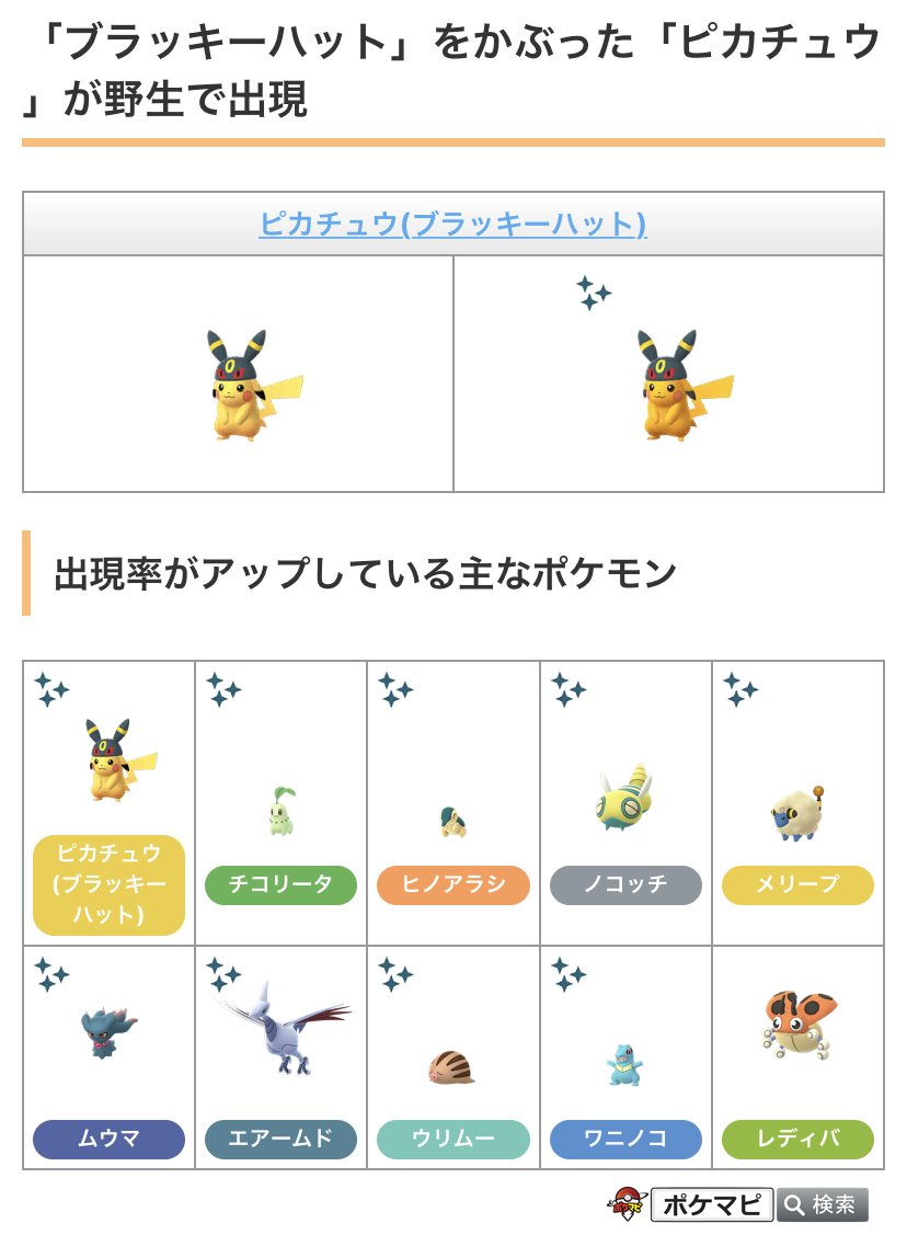 Twitter 上的 ポケモンgo攻略情報 ポケマピ ジェネレーションチャレンジ ジョウト 画像のポケモンたちを中心に ジョウト地方 第二世代 の ポケモンの出現率がアップしています ブラッキーハットをかぶったピカチュウも 色違いの出現が確認されています 詳細