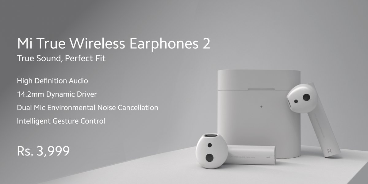 #MiWirelessEarphones2: 🎵HD audio 🔊14.2mm dynamic driver 🔇Dual mic w/ noise cancellation 👆Gesture control Get it at an introductory price of ₹3999 on May 12 from mi.com & @amazonIN. RT🔁& I'll GIVEAWAY 2 of these #Xiaomi ❤️ #Mi10 #108MP #TWS #108MPisHere