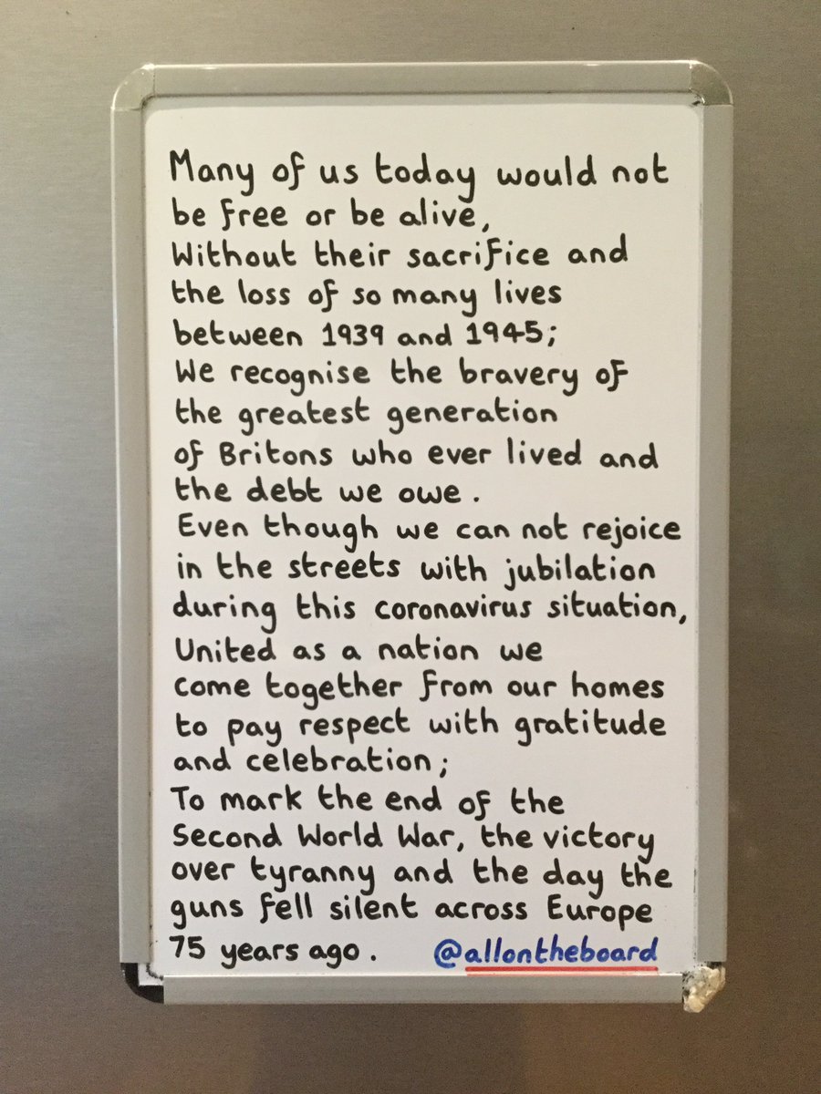 Today is the 75th anniversary of VE Day. We will never forget, We are forever in their debt. @allontheboard 

#VEDay #VEDay75 #VEDay2020 #LestWeForget #HappyVE #75thAnniversary #WeThankYou #ToThoseWhoGaveSoMuch #WorldWarII #VictoryinEurope #VEDayAtHome #allontheboard