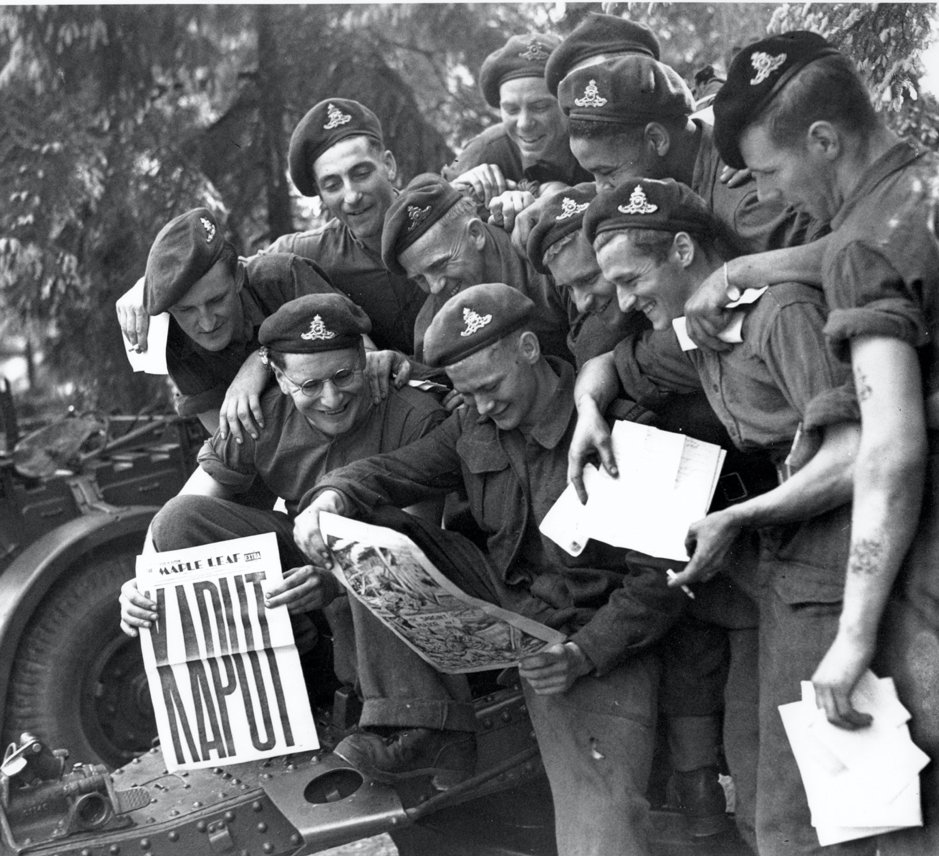 Today in 1945, the Allies were victorious in Europe. Across the continent, British soldiers paused for celebration before beginning the task of the reconstruction and, for some, finishing the War in the Far East. We remember them #VEDay75 @PoppyLegion @NAM_London