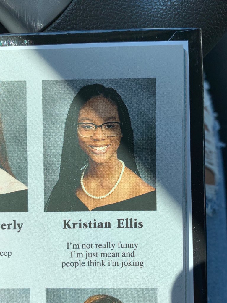 yearbook quote / i'm not really funny i'm just mean and people think i'm  joking, image size:768x1024