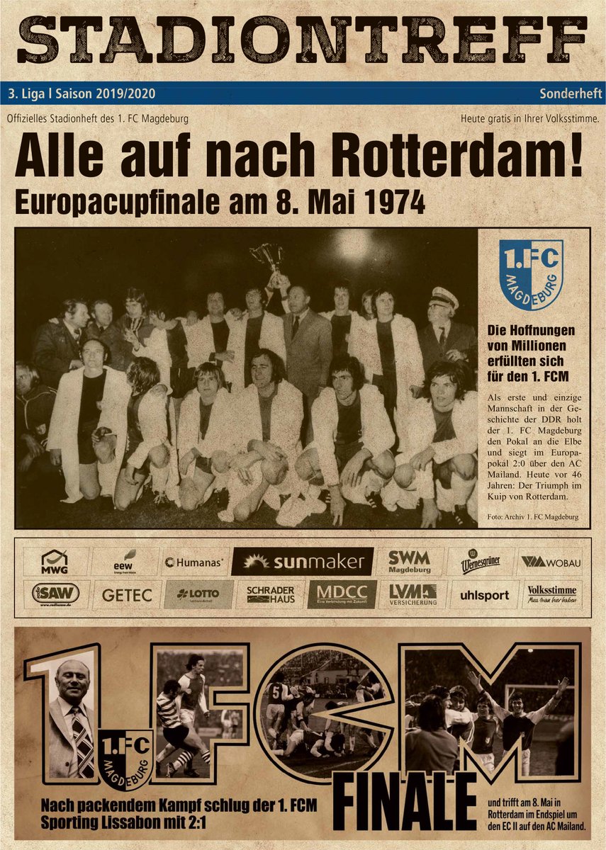fanhilfe_md's tweet photo. Geile Kiste von @1_FCM und @volksstimme_md (auch @block_u und der #FanRat #Magdeburg haben natürlich wieder mitgewirkt)👉 Ein Stadiontreff zum #8Mai 1974 und der diesjährigen fiktiven Fahrt nach #Rotterdam! Heute in jeder Tageszeitung im nördlichen @sachsenanhalt. 👊 https://t.co/sCJfHrBhLi