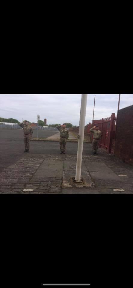 154ScottishRegt's tweet photo. Flags raised across Regt 0800 this morning marking the significance of today. 75 years, we all remember the end of World War II; the sacrifices made by โThe world must know what happened & never forget.โ General Dwight D. Eisenhower #ArmyScotlandSaluteWW2Heroes #154family https://t.co/tlEKnErBgE