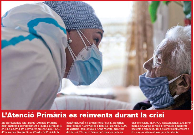 icscatcentral's tweet photo. 🗞 Si teniu oportunitat llegiu el reportatge que publica @el9nou avui en què s'explica el rol de l'atenció primària davant la situació actual i el magnífic treball que fan els nostres professionals

#AraMésQueMaiPrimària
#Osona https://t.co/3eB6OLVDVh