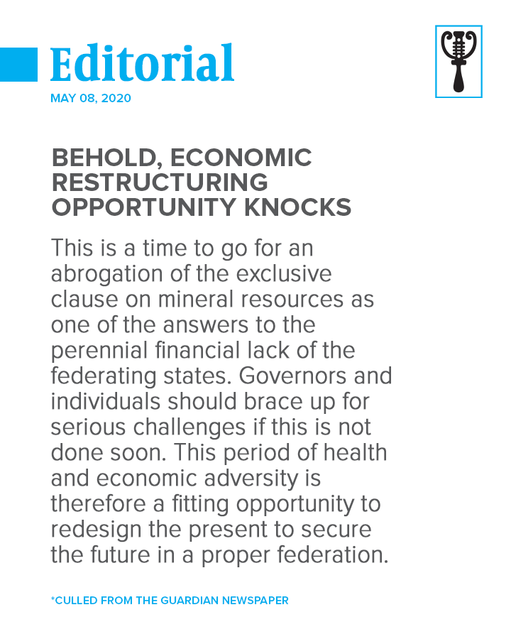 GuardianNigeria's tweet photo. Practice social distancing when picking up a copy of The Guardian at your local newsstand to read the #GuardianEditorial for today.
#EconomicRestructuring #Coronavirus #OilPrice #Editorial #GuardianOpEd #Opinion #Nigeria #Nigerians #Africa #News #Newspaper #TheGuardianNg https://t.co/23qNDfMeTe