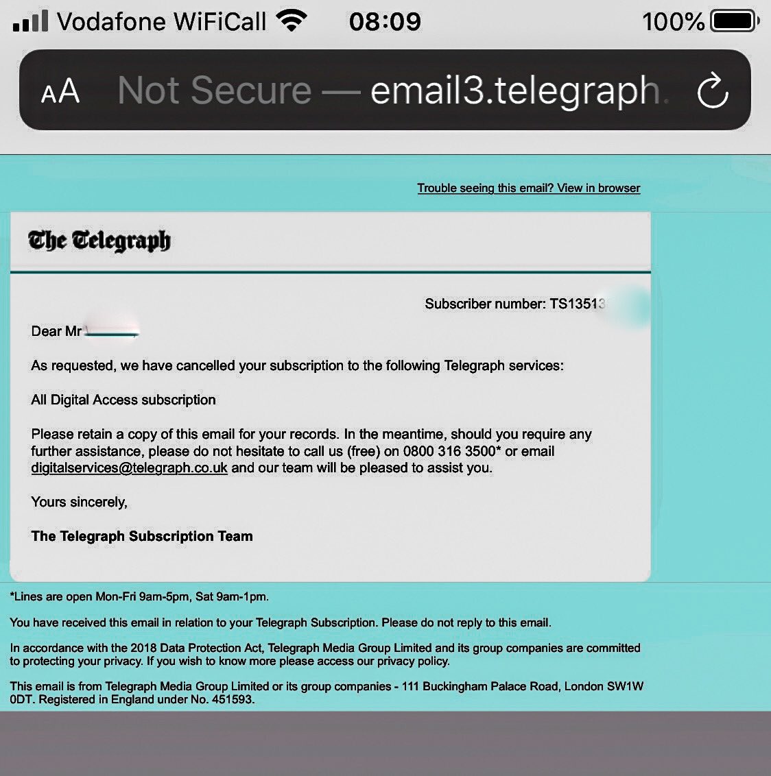 westferryblue's tweet photo. @DidierTweets @PicoDeGallo14 @ecmagenda @Telegraph @chrisevans1 Mine went 3 weeks ago. I’m all for independent reporting but in the end it was like reading The Guardian or The Mirror. The whole media deserves what’s coming to them. https://t.co/62MRq47Tlr