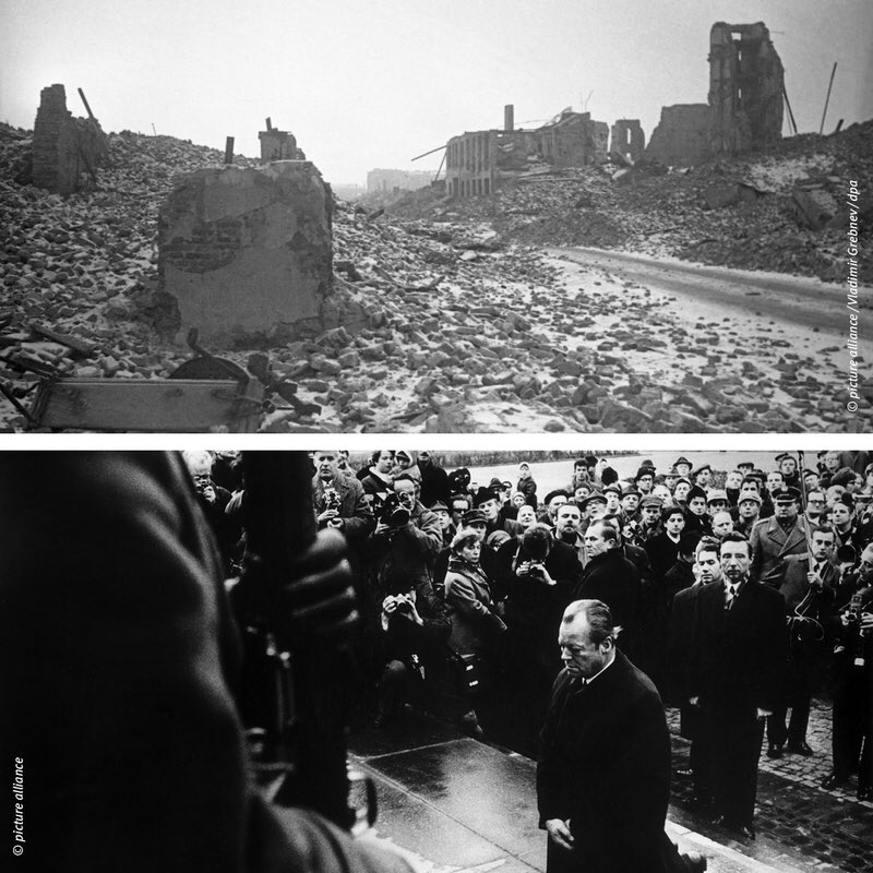 Remembrence means  #reconciliation: Germany accepts full historical responsibility for the atrocities committed by Nazi Germany. An example of this acceptance is the famous ‘Warschauer Kniefall’, of Chancellor Brandt, in Warsaw in 1970.  #75Liberation  #NeverForget