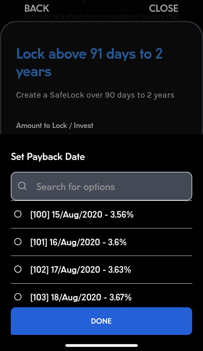 for 100 days. You would immediately receive the 3.56% returns shown in the picture paid into your Flex naira account on Piggyvest. From here you can do 1 of 2 things.Option 1: Leave the N356,000 in Flex naira for the 100 days and get N9,753.42 interest on your money or...