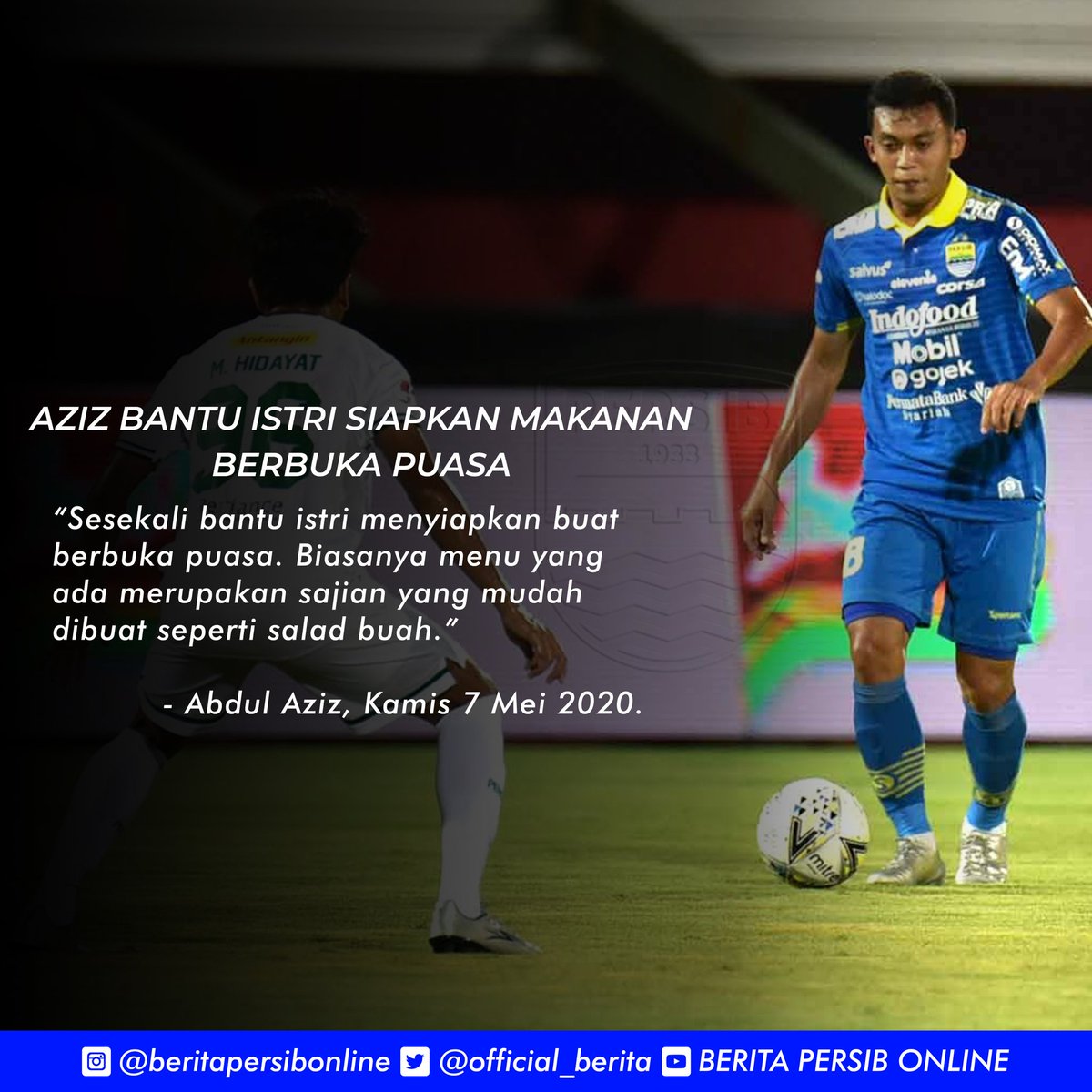 Makanan kesukaan salad buah dan kurma, harus selalu ada. Terus makanan harus ada sayurannya, soalnya saya lagi mencoba buat vegan," ucapnya.