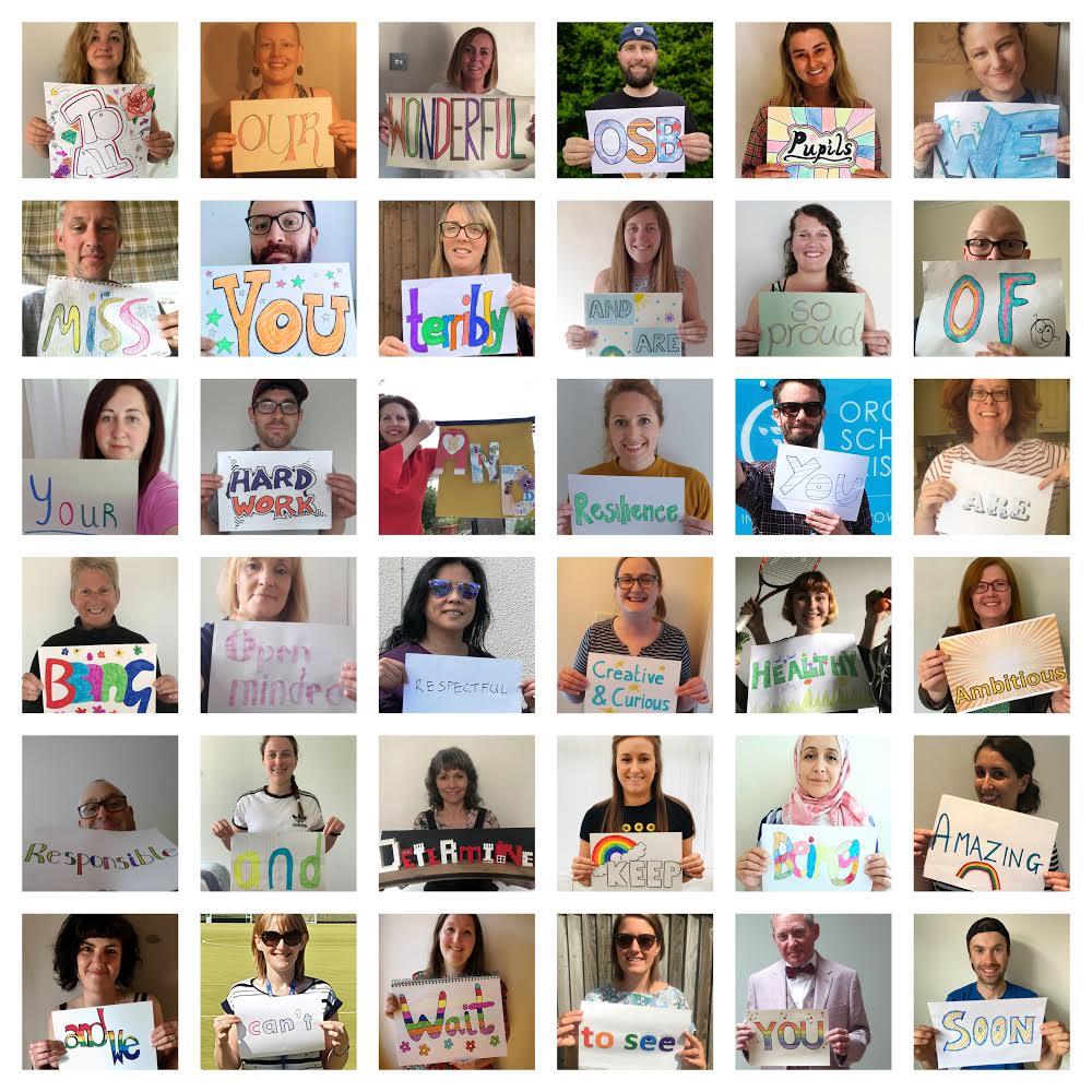 OrchardSB's tweet photo. Good morning! Here's a little message from our staff to our students. We are missing you all so much. Have a wonderful Bank Holiday. https://t.co/6IK5HOOhix