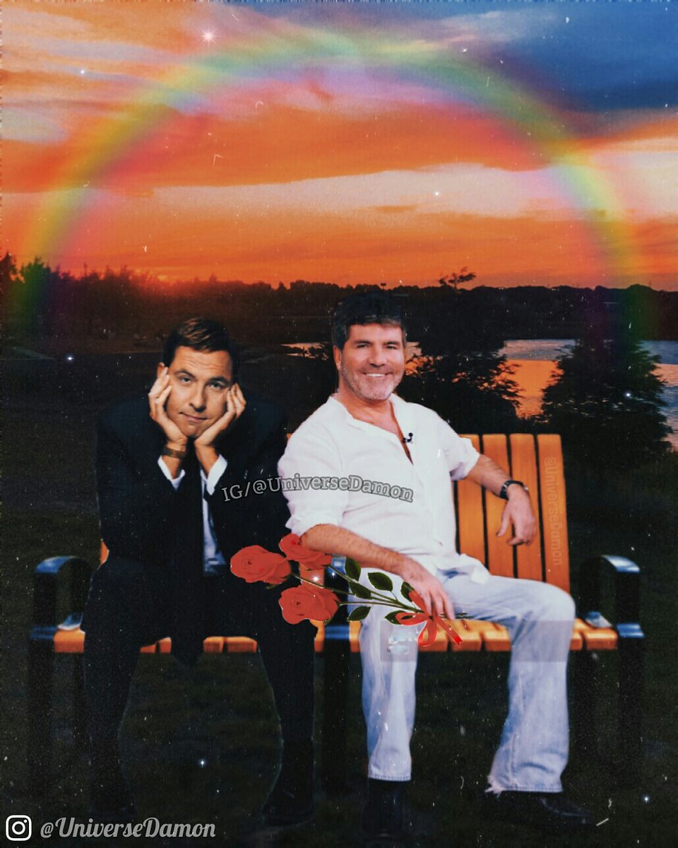 UniverseDamon's tweet photo. A romantic sunrise for the groom and groom. ❤💚💜💙💛 @davidwalliams @SimonCowell 💫💍👉👈👑👑 #DavidWalliams #Simoncowell #TheBestBromance #PhotoDamon #DamonIsReal 🔥 https://t.co/1B0pXl9Rax