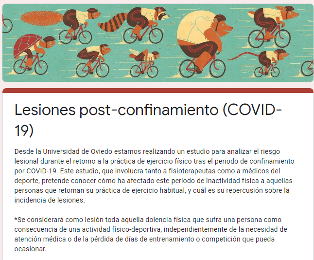 Fernando Novella (@f_novella) on Twitter photo Desde la <a href="/uniovi_info/">Universidad Oviedo</a> se está realizando en estudio para conocer el impacto del periodo de confinamiento (COVID-19) sobre el riesgo y la incidencia de lesiones en las personas que retoman su práctica habitual de ejercicio físico.
Abro hilo Desde la <a href="/uniovi_info/">Universidad Oviedo</a> se está realizando en estudio para conocer el impacto del periodo de confinamiento (COVID-19) sobre el riesgo y la incidencia de lesiones en las personas que retoman su práctica habitual de ejercicio físico.
Abro hilo