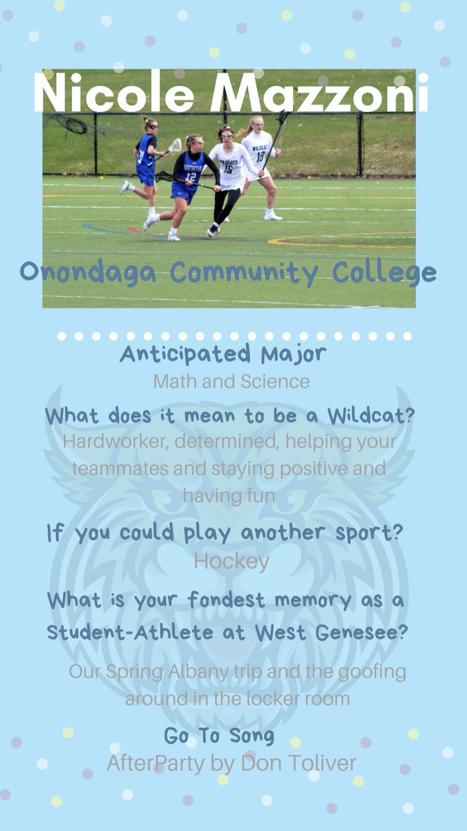 wggirlslax1's tweet photo. Introducing Wildcat # 16 Nicole Mazzoni
Class of 2020 Nicole is a hardworking athlete who brings her very best everyday..always ready to compete
#WEAREGENNY #strongertogether2020
@WGAthletics @WGBoosters1
@WestGeneseeCSD https://t.co/tt5y7tckrQ