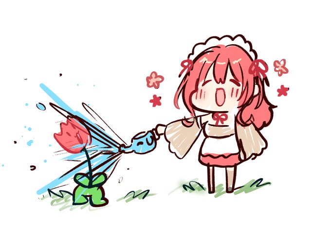 水をやる鴬ちゃん 