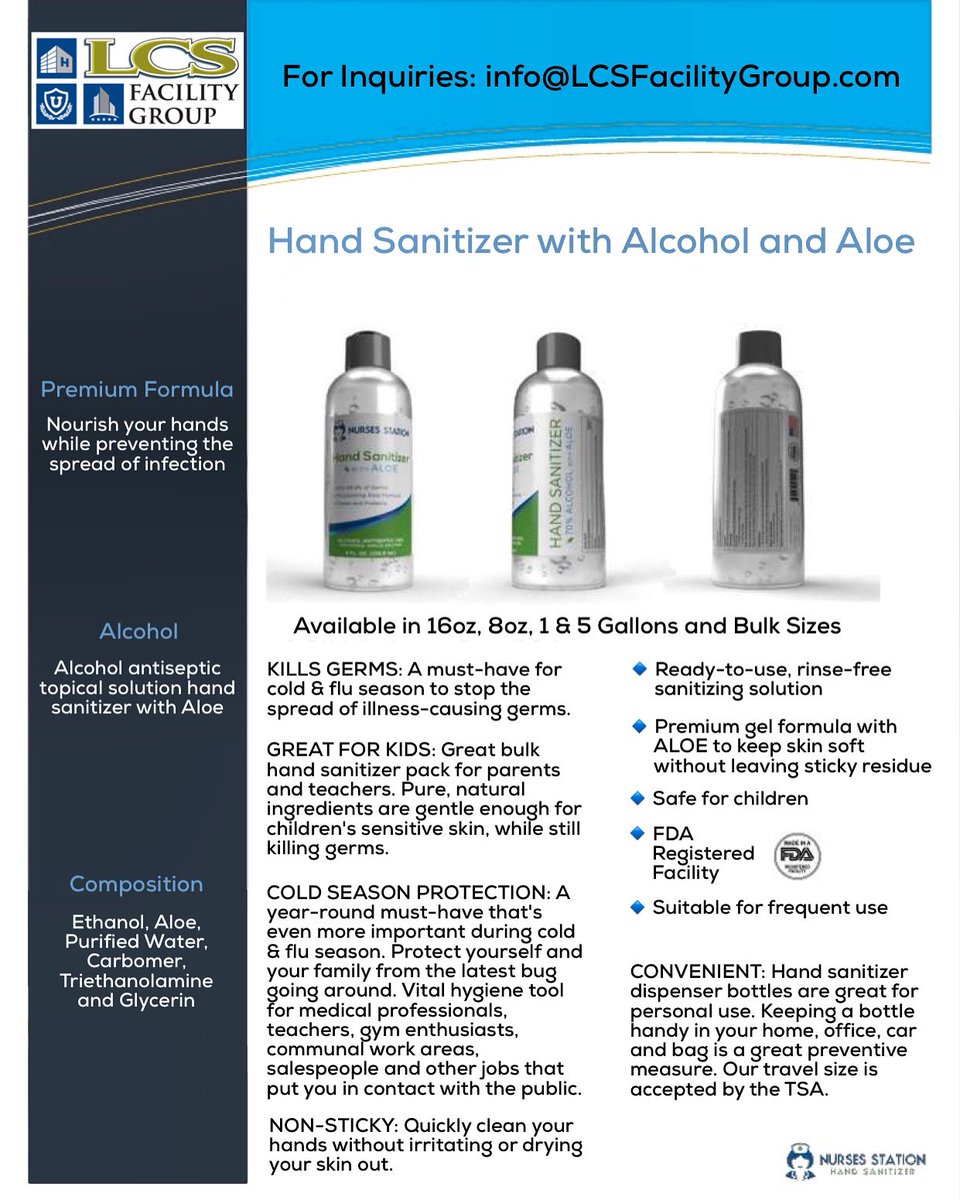 If you or somebody you know is in need of #HandSanitizer, please feel free to email info@LCSFacilityGroup.com for more information!
📧
#LCS #FacilitiesMaintenance #FacilitiesManagement #NewYork #NY #HudsonValley #HudsonValleyNY #CapitalRegion #CapitalRegionNY #Sanitizer #ForSale