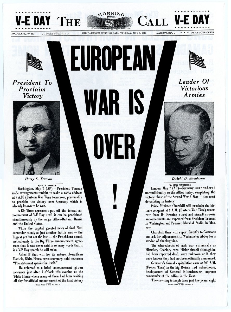 FDRLibrary's tweet photo. Today marks 75 years since the end of World War II in Europe #VEDay75 #FinalCampaign #WWII75 https://t.co/NSs5wcte1K