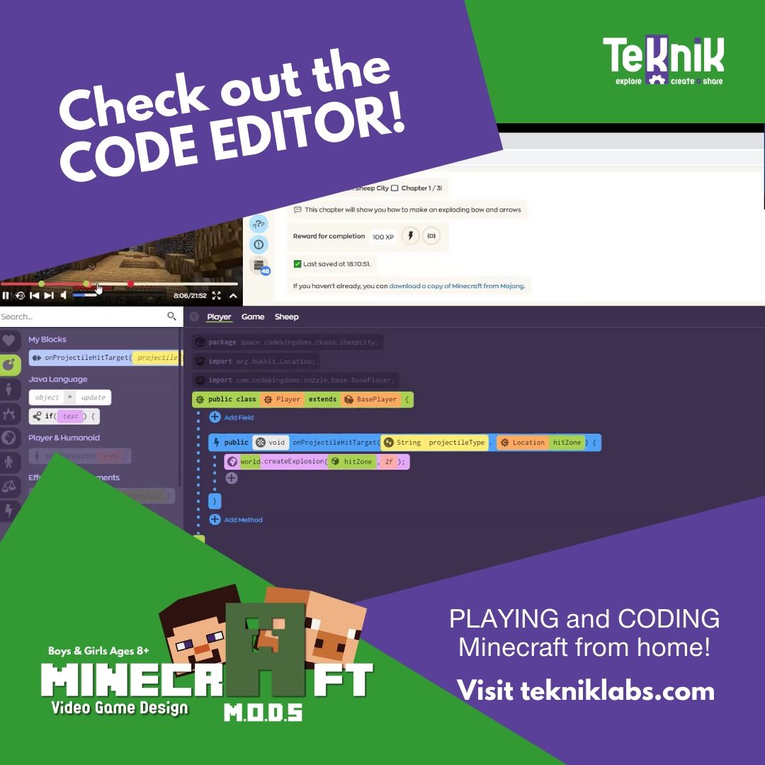 tekniklabs's tweet image. This is Code Kingdoms Editor❗ Where we CODE all our deepest and most creative Minecraft MODS👨💻👩💻This amazing Drag and Drop Interface helps kids understand the concept of sequentiality which is KEY to learn how to Code...💻 #miamikids #codingminecraft #learntocode