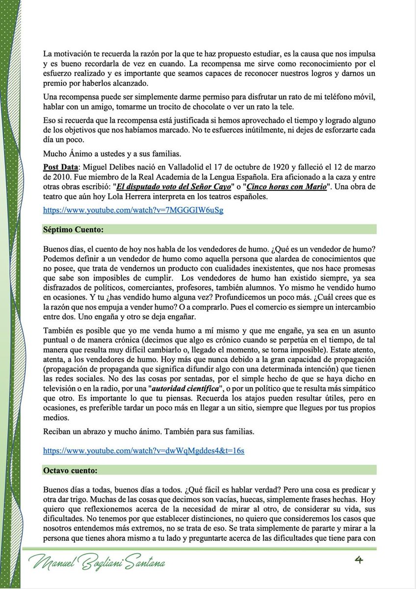 IESAnaLuisa's tweet photo. ✅ Queremos hacerles partícipes de otra preciosa iniciativa realizada con el alumnado de FOL por parte del compañero Manuel Bogliani durante el confinamiento.

Todos los días comenzaba la clase con un cuento y una bonita reflexión con la intención de motivar y educar en valores. https://t.co/AJbFMzIQ5T