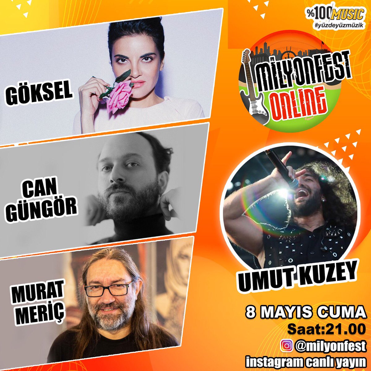 Milyonfest ONLINE’da BU AKŞAM⚡️ <a href="/umutkuzey/">Umut Kuzey</a> 'e <a href="/gokselonline/">Göksel</a>, <a href="/can_gungor_/">can güngör</a> ve <a href="/PopDedik/">Murat Meriç 🌈</a> konuk olacak. ⏰ 21:00’da görüşmek üzere!

Kimler bizimle? 🤚🏻MİLYONFEST ONLINE mıyız?

#evdekal #güzelgünleriçin #milyonfest #tertemizfestival #yüzdeyüzmüzik