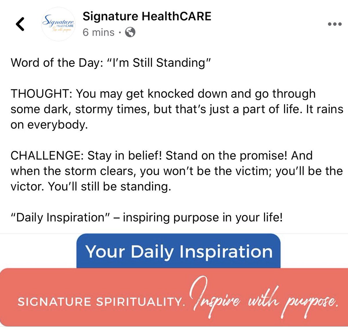 angiemcallister's tweet photo. #SignatureStrong. @drbaumgartner I love our new Daily Inspiration! #shcjoy https://t.co/W61PcanLC6