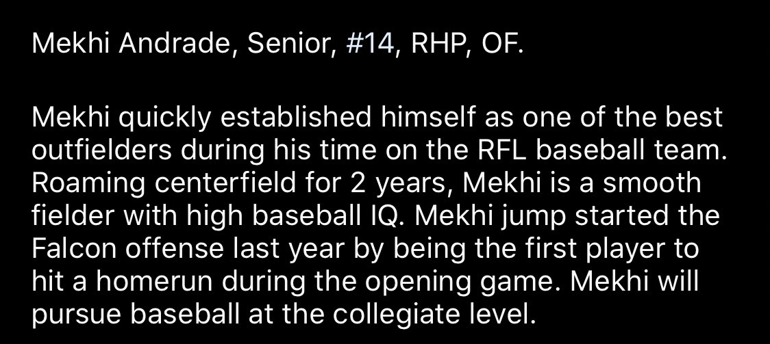 BCPSSBaseball's tweet photo. Each day, @BcpssAthletics Baseball Coaches have been highlighting ballplayers missing their senior year of baseball due to the coronavirus crisis. Please like/retweet!

Today's #BCPSSBaseballSeniorSpotlight is Mekhi Andrade of Reginald F. Lewis High School. From Coach Kelley: https://t.co/ulGU4eWMTy