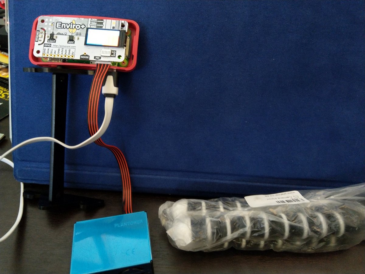 adpead's tweet photo. Hooked up the @pimoroni #enviroplus and particulate matter sensor to @azure #iotcentral. @MicrosoftIoT Now going to connect it up to the rest of the home-office offline home automation. Thanks @PiShopSA !! #iot https://t.co/j87AAai2pZ