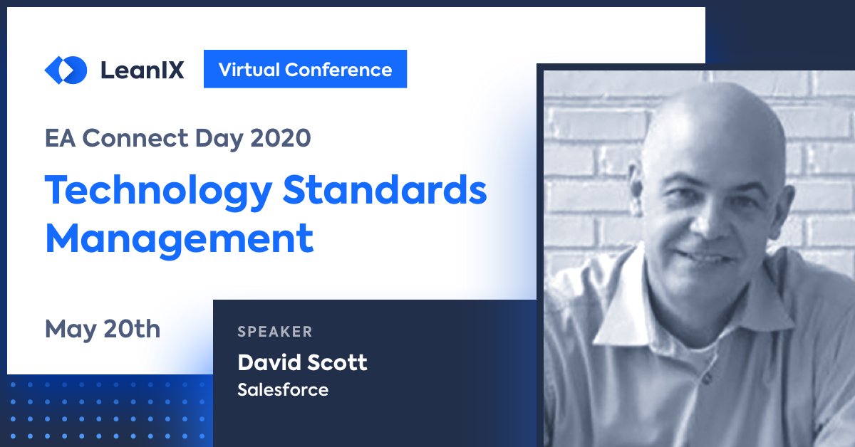 SAPLeanIX's tweet photo. David Scott from @salesforce on #Technology Standards Management: Live at 1:45 PM EDT, May 20. Register now for unmissable #EntArch insights at #EAConnectDay #Virtual Conference #VEACD https://t.co/DtZTOfe09P https://t.co/gXgSzBnGxA