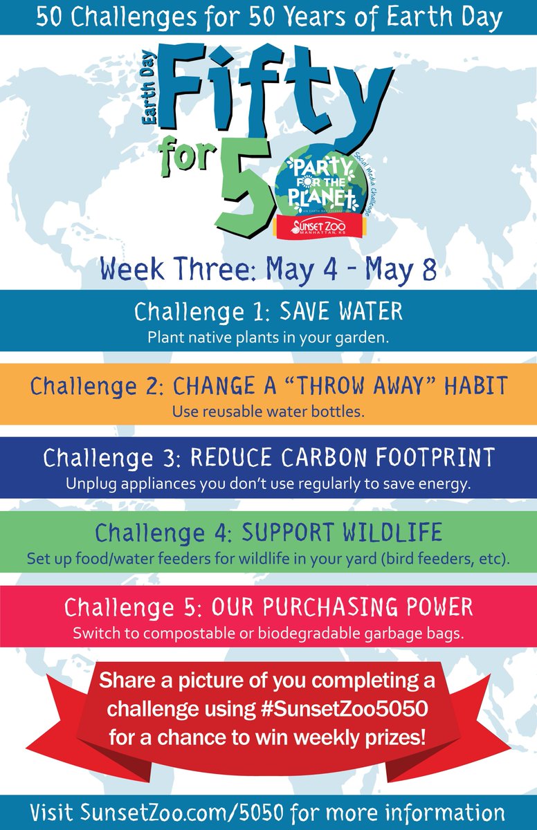 Happy Friday everyone! We hope your weekend is wonderful! Don't forget to participate in our Earth Day 50 for 50 challenge! Tag your actions with #sunsetzoo5050