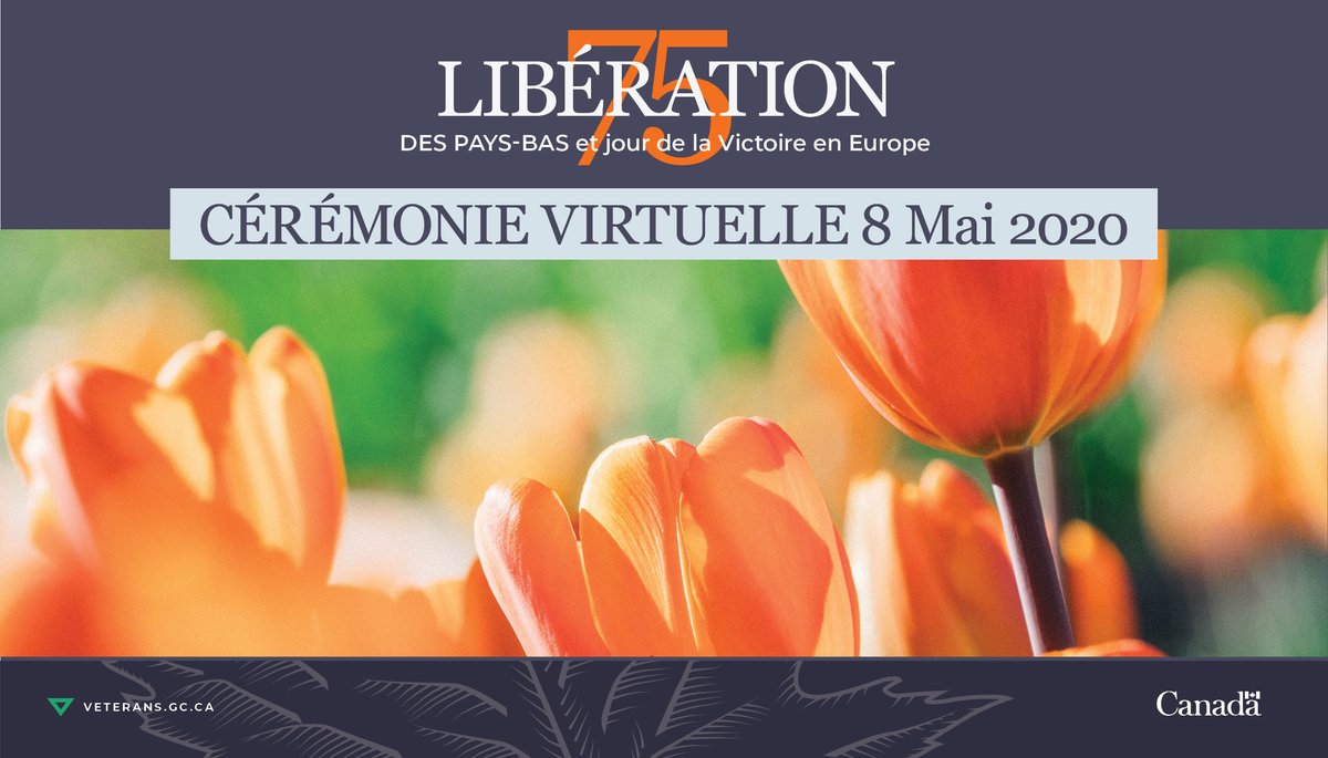 VeteransFR_CA's tweet photo. RAPPEL : Joignez-vous à nous aujourd’hui pour une cérémonie virtuelle sur Facebook qui vise à souligner le #JourVE75 et la fin de la Seconde Guerre mondiale en Europe. #LeCanadasesouvient #PaysBas75
https://t.co/pxCIjNvy70 https://t.co/31Wgkh64Yw