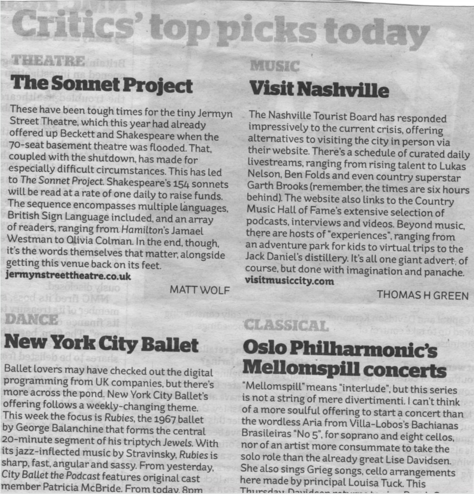 Great to be Critics' Choice in the iPaper this week with The Sonnet Project! #JSTBraveNewWorld