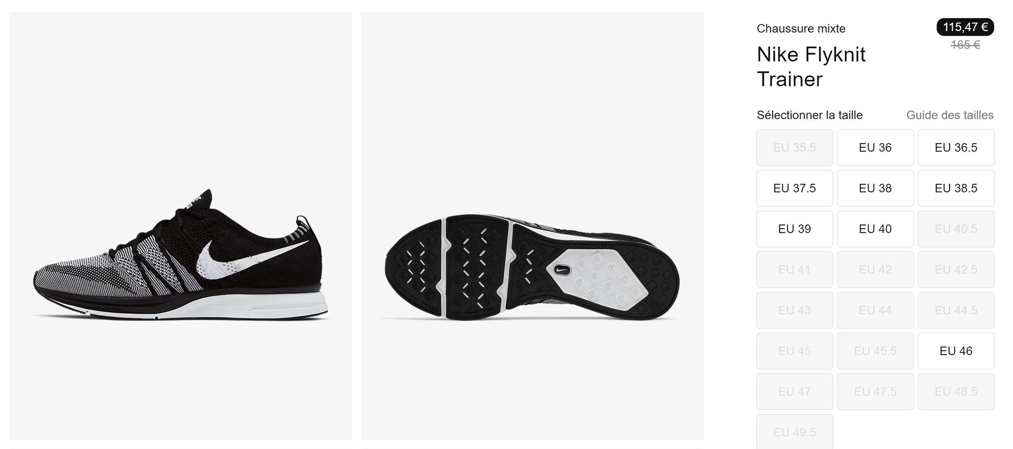 nike flyknit trainer black and white