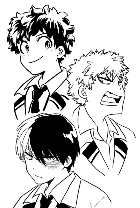 ヒロアカ見ながら落書き
輪郭的にはめちゃめちゃ描きやすい部類だけど髪型…髪型が難しすぎる… 