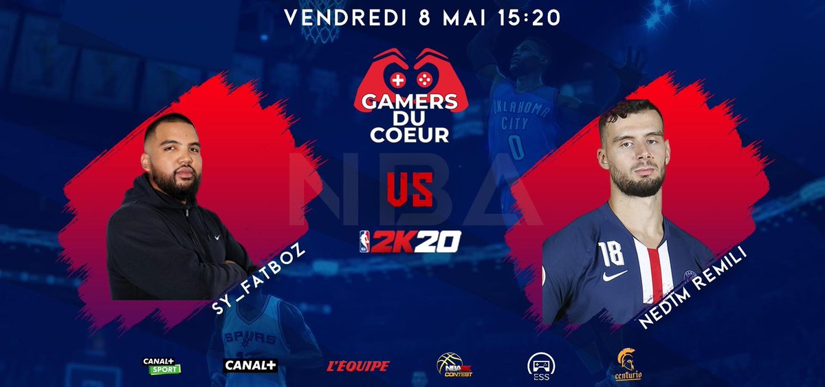 CanalplusBasket's tweet photo. Le tournoi #NBA2K20 @gamersducoeur continue ! 

A suivre dans quelques instants : @Sy_Fatboz 🆚 @Nedim_Remili (@psghand) ! 🏀🎮👌 https://t.co/UEMhF7Q6Nw