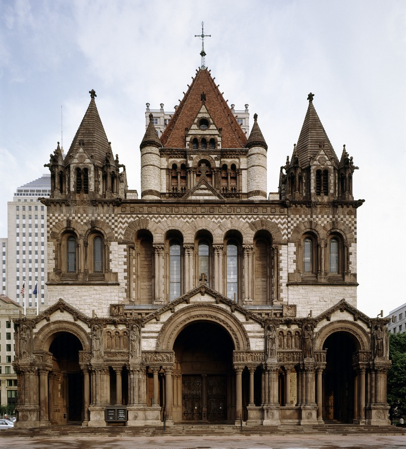 the best thing in the neighbourhood and really in all the Boston listings is the cluster of four churches from the 1860s/70s/80s, though, where Boston briefly left behind its staid colonial style and indulged in some balls-out Gothic: