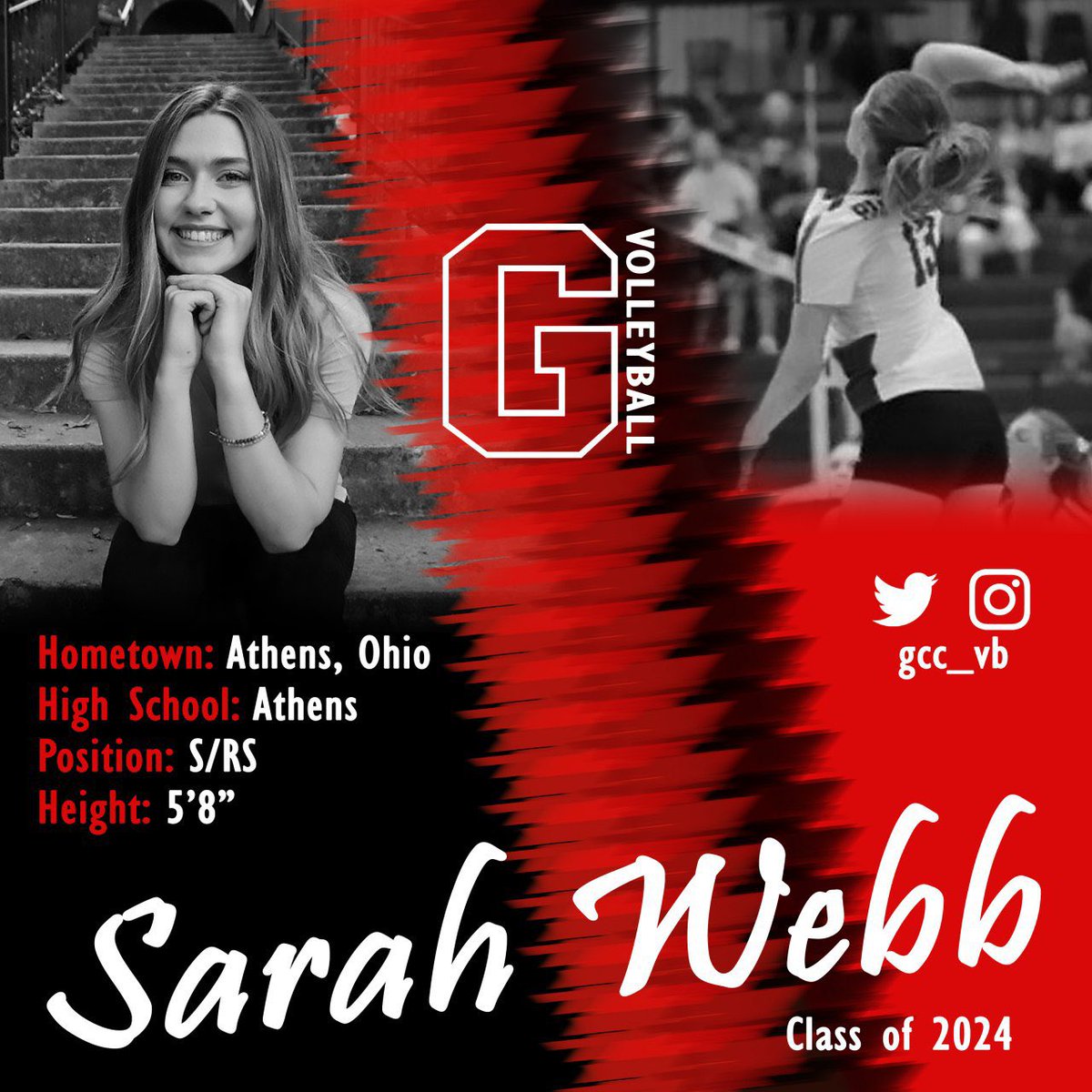 GCC_VB's tweet photo. 🚨Recruiting Class Announcement!🚨
Our next 2024 class member is Sarah Webb, she is a S/RS from Athens, Ohio. Welcome the @GCC_Wolverines family! https://t.co/HBo9M9euM1