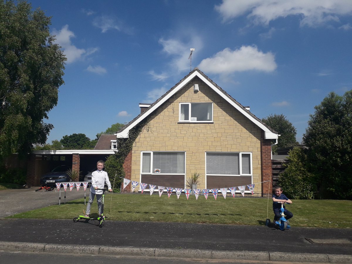 Getting ready for our street party! The boys made the bunting! #VEDay #VEDay75 #VEDay2020 #VEDayAtHome <a href="/StOswaldsCE/">St Oswald's CE Primary School Chester</a> <a href="/Chattels1/">CHATTELS</a> @johnwallace2