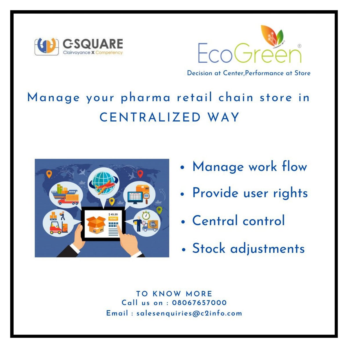 C_SQUARE_INFO's tweet photo. Get ECOGREEN to manage your PHARMA RETAIL CHAIN STORE in an efficient way...
.
#pharmacy #csqaure #ecogreen #fridayupdate #automatedsolution #ERP #pharmaCRM https://t.co/mudl97Kaan