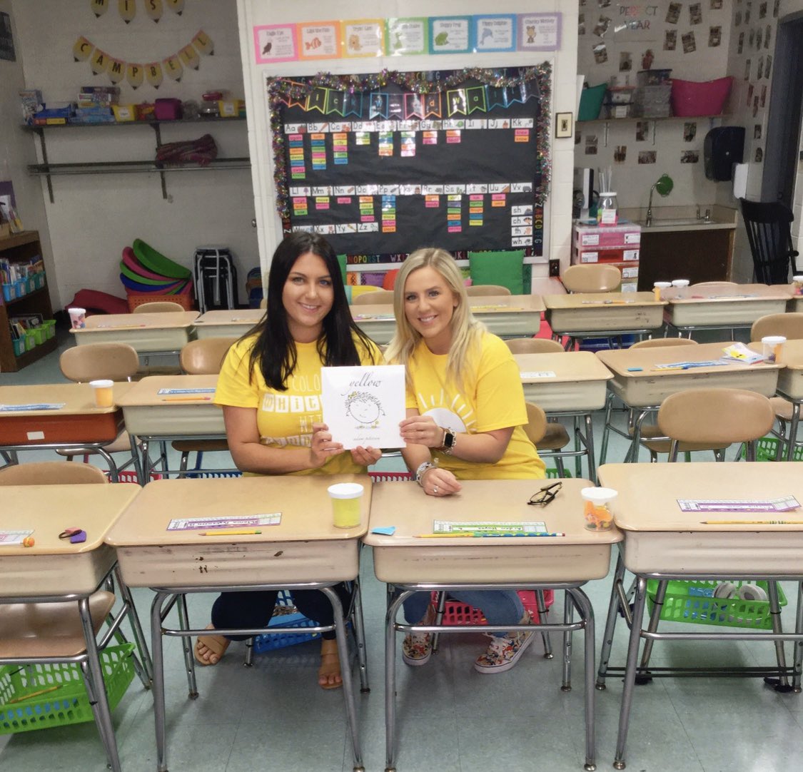 MissCampbell__'s tweet photo. Tomorrow is #BeTheYellow day! We are celebrating at home through remote learning! A local resident is turning 101 years old next week. Send her a birthday card! Do a kind act for someone! Here are some pictures from last year!💛🌞🌻 @HerrAndersonWT #MakeSomeonesDayYellow https://t.co/HeKtEiVQPn