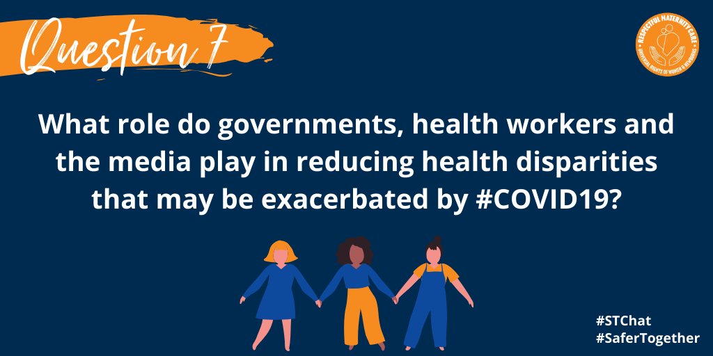 WorldWeWantproj's tweet photo. Q7 Health outcome disparities based on bias can worsen in a crisis. What role do governments, health workers and the media play in reducing health disparities that may be exacerbated by #COVID19? #SaferTogether #STChat https://t.co/HqHKFX9wkl