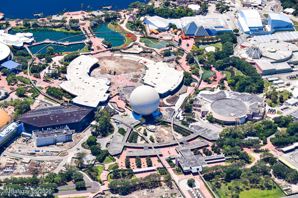 WDWNT's tweet photo. PHOTOS: See Stunning Aerial Photos of an Empty Future World at EPCOT with Construction Left at a Standstill During the Extended Parks Closure

https://t.co/ZLWFHArKq9 https://t.co/4RwJkJ2esN