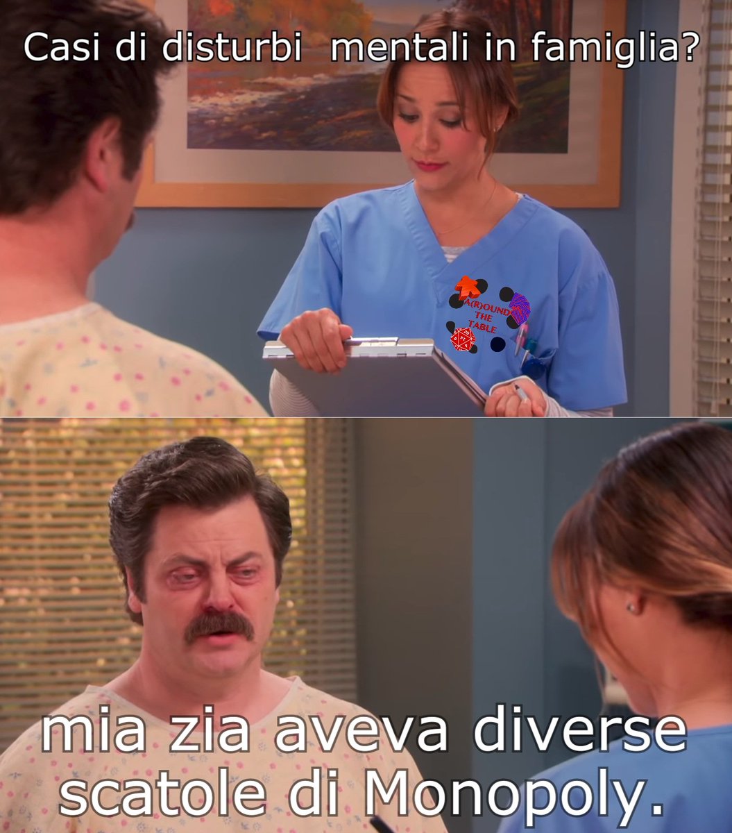 AroundThe7able's tweet photo. Mi raccomando, durante le visite mediche va detta la verità... Specie all'infermiera #AnnPerkins.
#Attornoaltavolo c’è: #RonSwanson
https://t.co/APiybrrRlm #arounthetable #boardgames #giochidatavolo #tabletopgames #tabletop #boardgamegeek #seratagiochi #boardgame #boardgamer https://t.co/VODSowmEDx