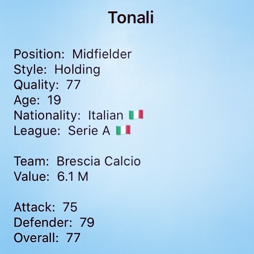 osmtransfer's tweet photo. Tonali 🇮🇹 ⠀
📍OSM Transfer app (iOS &amp; Android)
⠀
#osm #osmtransfer #scout #ojeador #joven #young #osmscout #ojeadorosm #onlinesoccermanager #gamebasics #iosapp #androidapp #tonali https://t.co/obwF4p6njG