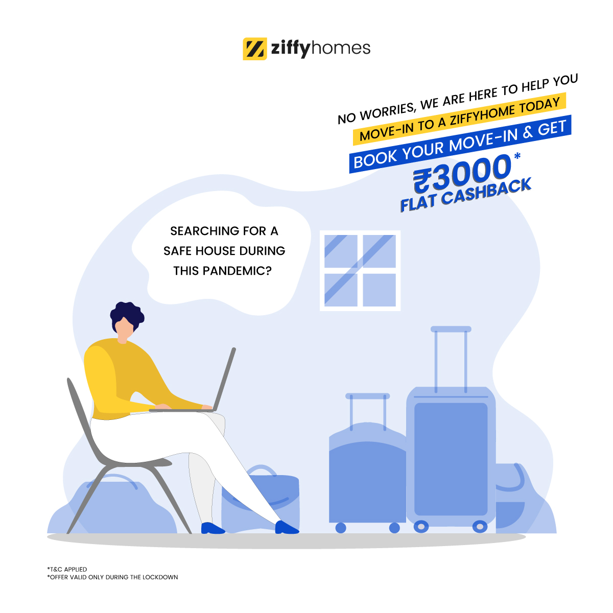 ZiffyHomes's tweet photo. Your search for a #Safehouse ends here.
Move-in to a #ZiffyHome near your preferred location at #Gurgaon or #Noida today and Get flat Rs. 3000 #cashback. 

*Offer valid till #lockdown ends. To know more about this, call us at +91 7290 033 309
#AlwaysHome #Coliving #SecuredStay https://t.co/lhzsFlCKJO