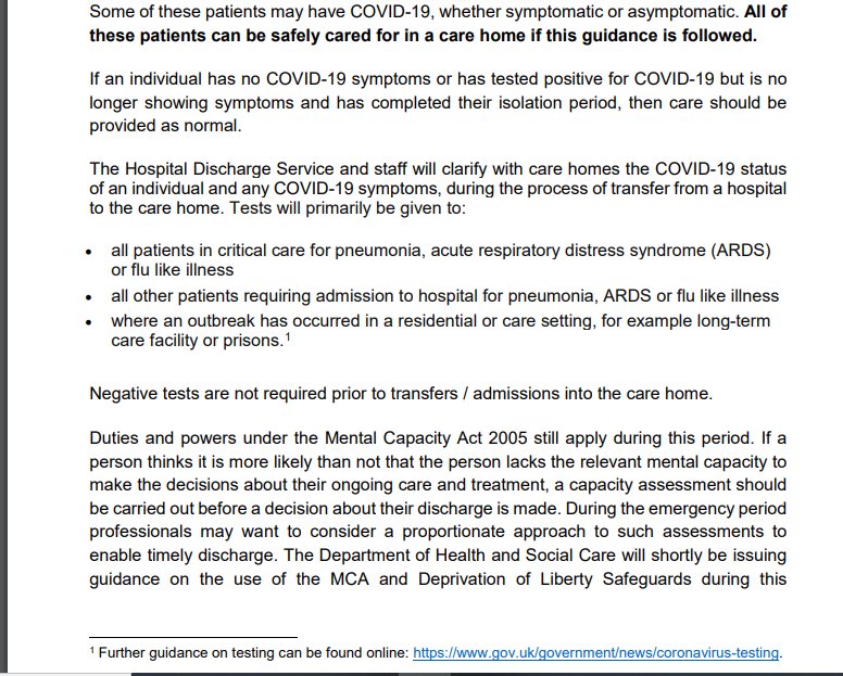 UK policy of putting covid infected into care homes: