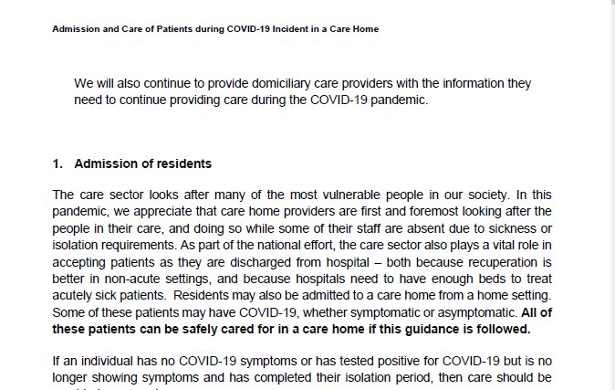 UK policy of putting covid infected into care homes: