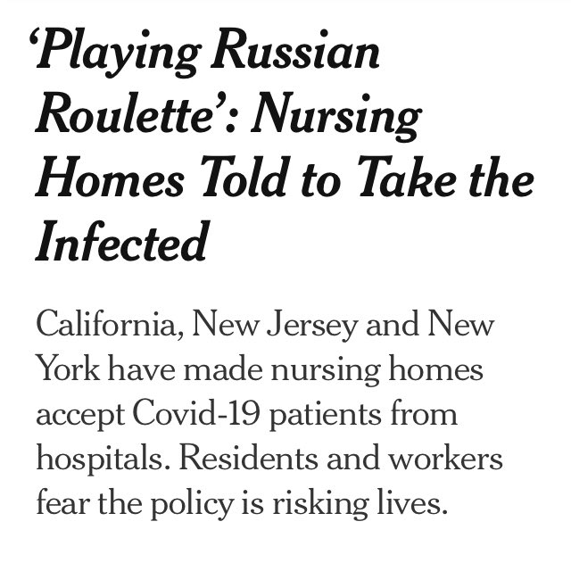 US policy of putting covid infected patients into nursing homes: