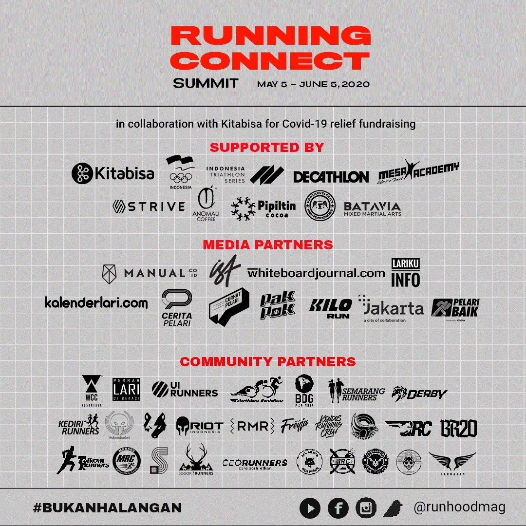 runhoodmag's tweet photo. Brace Your Self,
Sesaat lagi jam 4:30 PM dalam Live Class #RunningConnectSummit2020 bersama @MatiasIbo akan membahas tentang Running Dysfunction, serta bagaimana cara mengatasinya.
Live di channel youtube Runhood Mag
https://t.co/uo7bRONwas https://t.co/40syUNaK7w