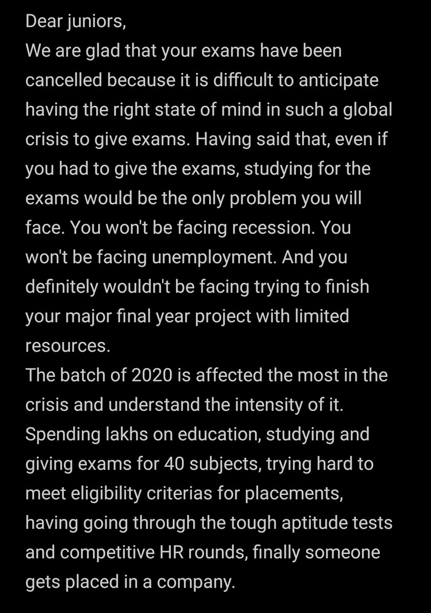 marmika_20's tweet photo. It is sad that there are some students who do not understand the intensity of @Uni_Mumbai 's decision and the impact it will have on the final year students. Loving #MumbaiUniversity for cancelling exams does not allow MU to play with our futures. 
@CMOMaharashtra https://t.co/IQ73xexxPF
